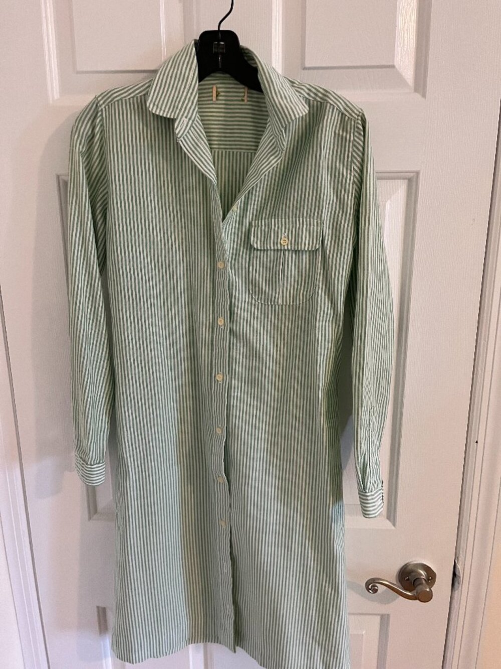 Shirt dress - green and white stripes